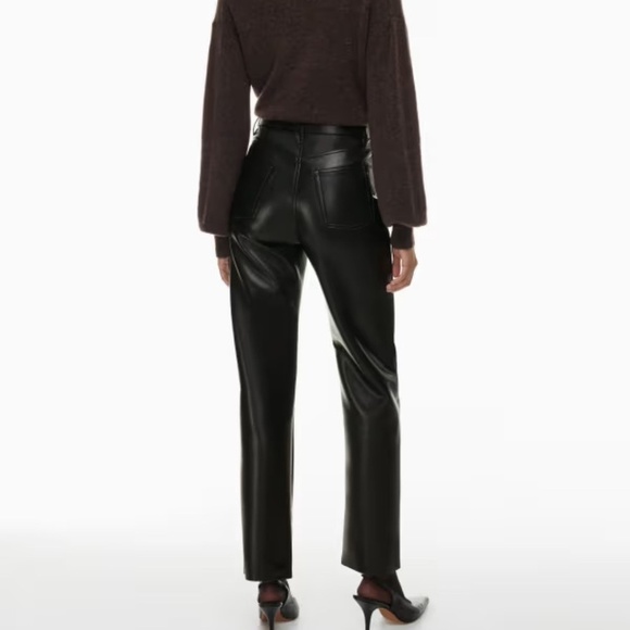 Aritzia Wilfred Melina Pant High-Waisted Vegan Leather Pants in Black - Sz 2 - Picture 2 of 16